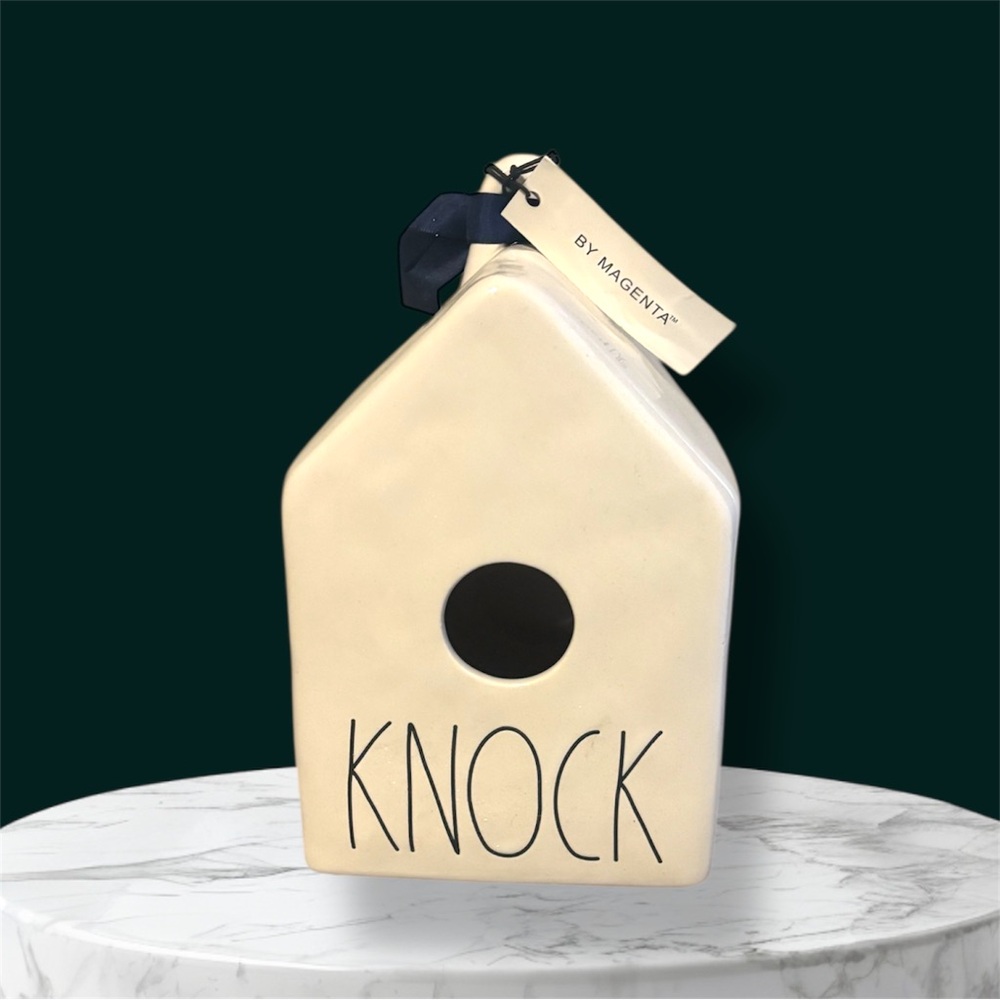 Rae Dunn Magenta Cream Birdhouse with Black Details